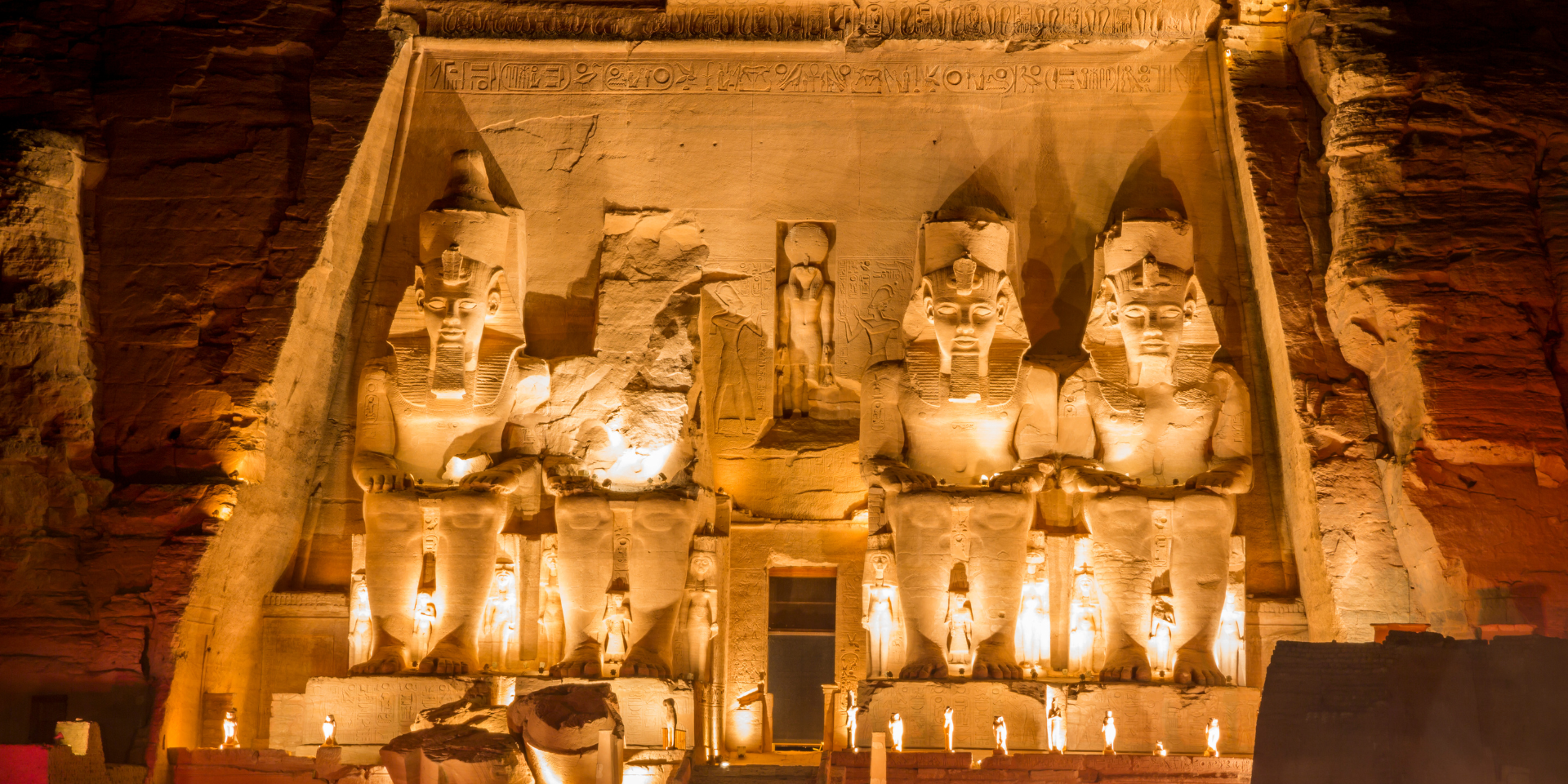 Abu Simbel temple at night, Egypt
